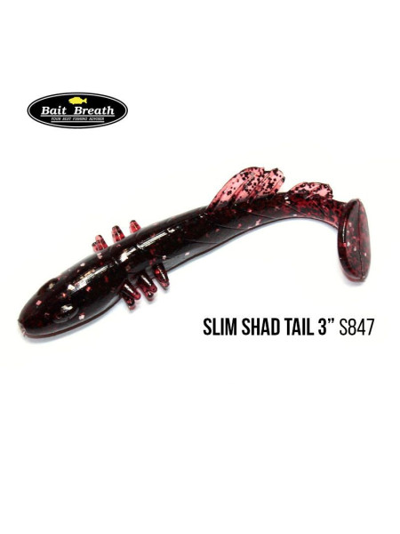 ".Приманка Bait Breath BeTanCo Shad Tail Slim 3" (8 шт.) (S847 Blood red／Silver)