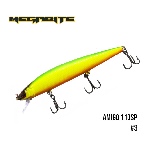 Воблер Megabite Amigo 110 SP (110 мм, 14,3 гр, 1,0 m) (3)