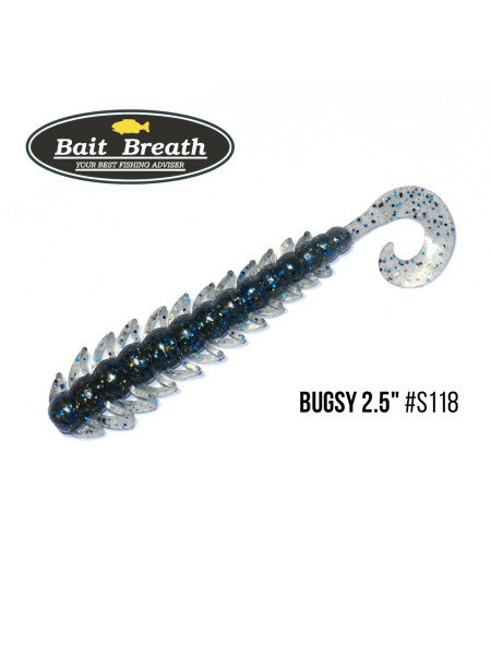 Приманка Bait Breath BUGSY 2,5" (10шт.) (118 Smoke/Blue・Gold・Seed )