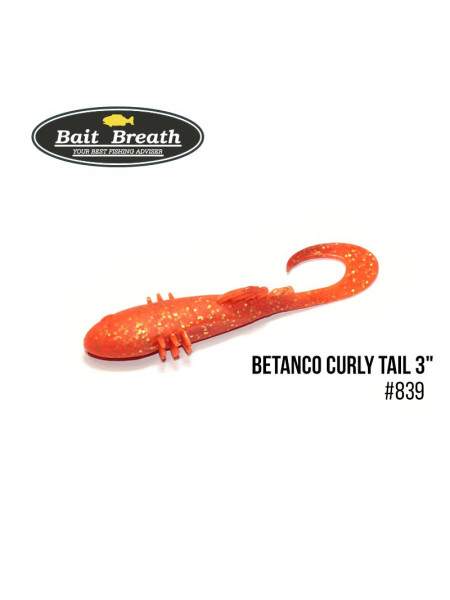 Приманка Bait Breath BeTanCo Curly Tail 3" (6 шт.) (S839 Orange/Goldс)