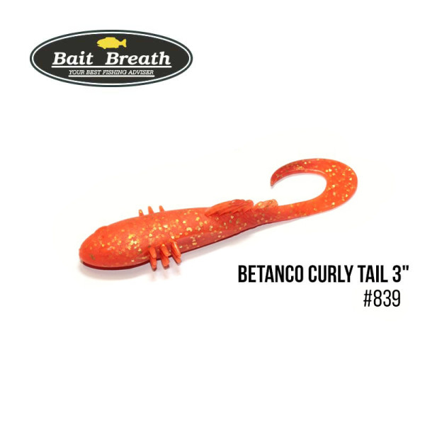 Приманка Bait Breath BeTanCo Curly Tail 3" (6 шт.) (S839 Orange/Goldс)