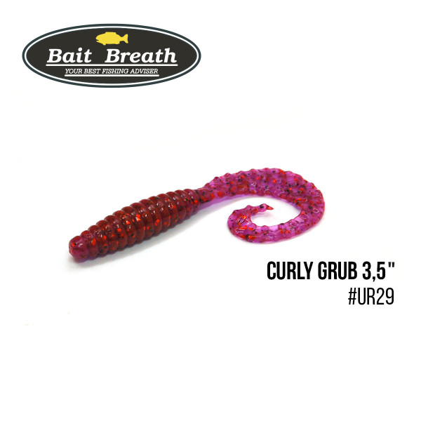 Приманка Bait Breath Curly Grub 3,5" (10шт) (Ur29 Chameleon／Red・seed)