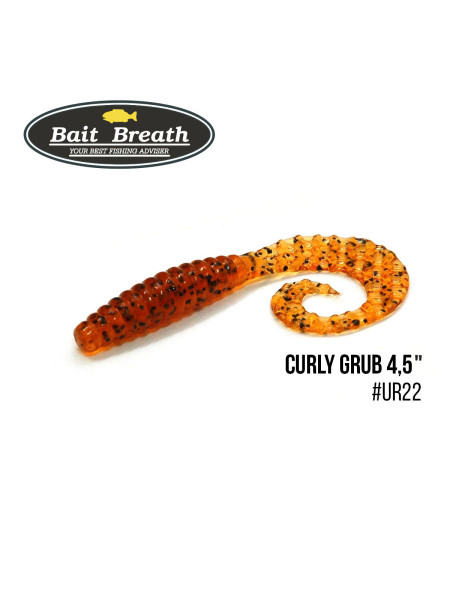 Приманка Bait Breath Curly Grub 4,5" (8шт) (Ur22 Orange/pumpkin/seed)