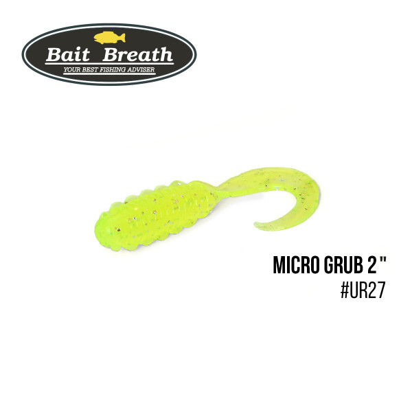 Приманка Bait Breath Micro Grub 2" (12шт.) (Ur27 Chartreuse/silver)