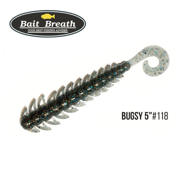 ".Приманка Bait Breath BUGSY 5"(6шт.) (118 Smoke／Blue・Gold・Seed)