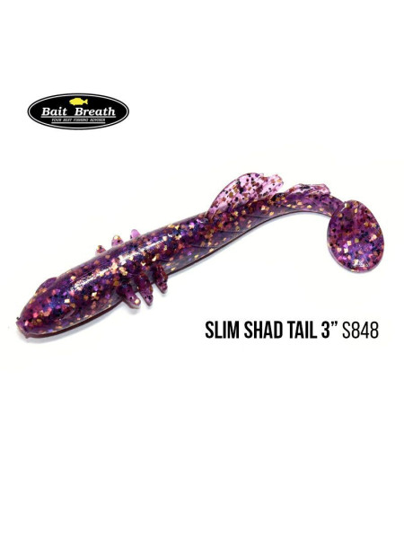 ".Приманка Bait Breath BeTanCo Shad Tail Slim 3" (8 шт.) (S848 Purple PG)
