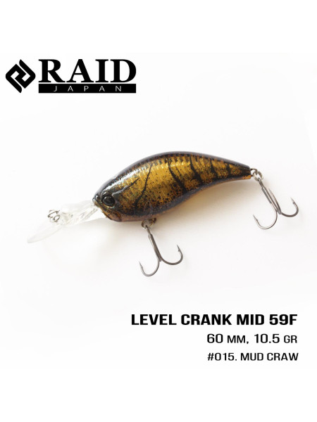 ".Воблер Raid Level Crank Mid (59.5mm, 10.5g) (015 Mud Craw)