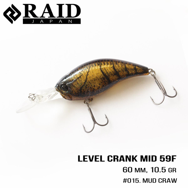 ".Воблер Raid Level Crank Mid (59.5mm, 10.5g) (015 Mud Craw)