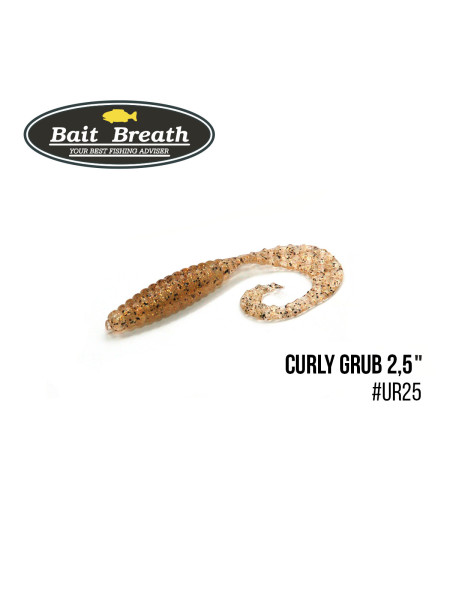 Приманка Bait Breath Curly Grub 2,5" (12шт) (Ur25 clear/gold/orange/seed)