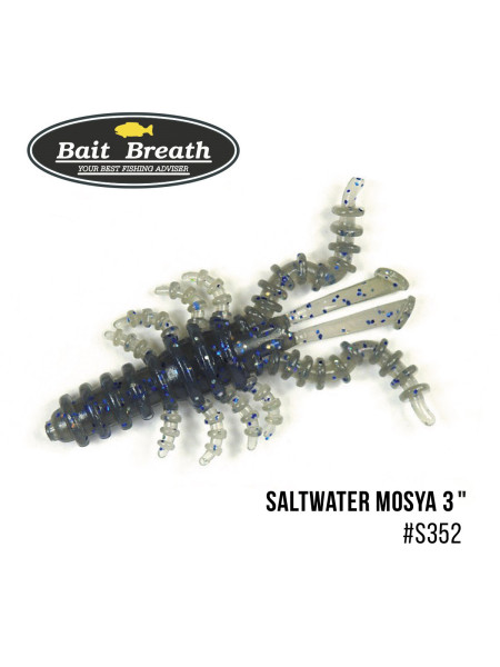 Приманка Bait Breath Saltwater Mosya 3" (6 шт.) (S352 UV Ｈologram Smoke／Blue)