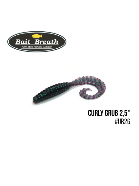 Приманка Bait Breath Curly Grub 2,5" (12шт) (Ur26 Junebug/green*seed)