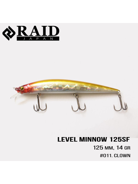 ".Воблер Raid Level Minnow (125mm, 14g) (011 Clown)