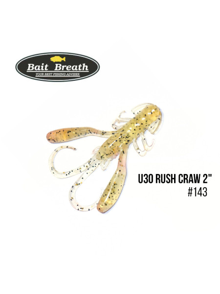 Приманка Bait Breath U30 Rush Craw 2" (8шт.) (143 Clear/black gold F)