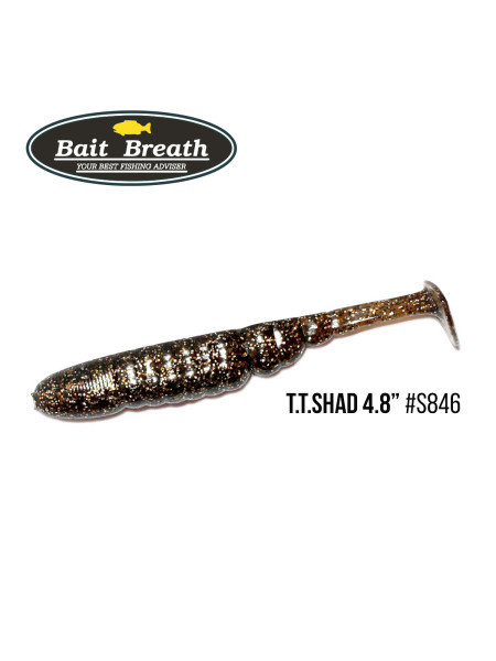 Приманка Bait Breath T.T.Shad 4,8" (5 шт) (S846 Green pumpkin/Silver)