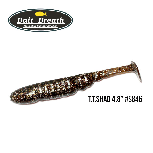 Приманка Bait Breath T.T.Shad 4,8" (5 шт) (S846 Green pumpkin/Silver)