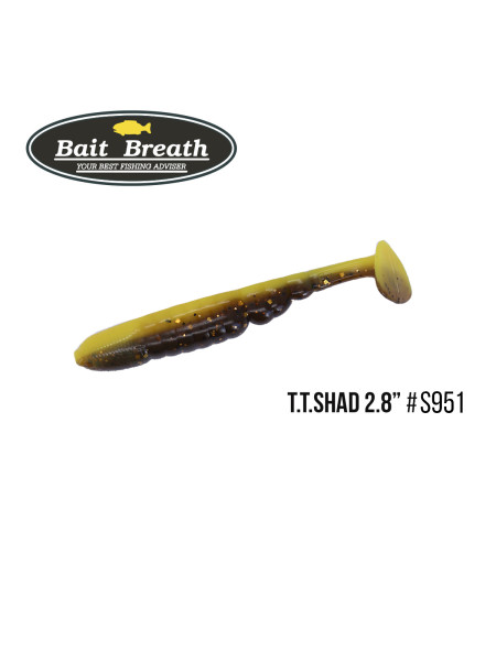 Приманка Bait Breath T.T.Shad 2,8" (7 шт) (S951 Bridal Shad (Two Tone Color) Bananayellow / golden craw)