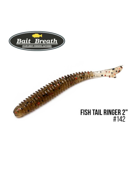 Приманка Bait Breath U30 Fish Tail Ringer 2" (10шт.) (142 　Green Pumpkin/Black・Red Flake)