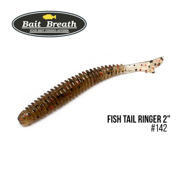 Приманка Bait Breath U30 Fish Tail Ringer 2" (10шт.) (142 　Green Pumpkin/Black・Red Flake)