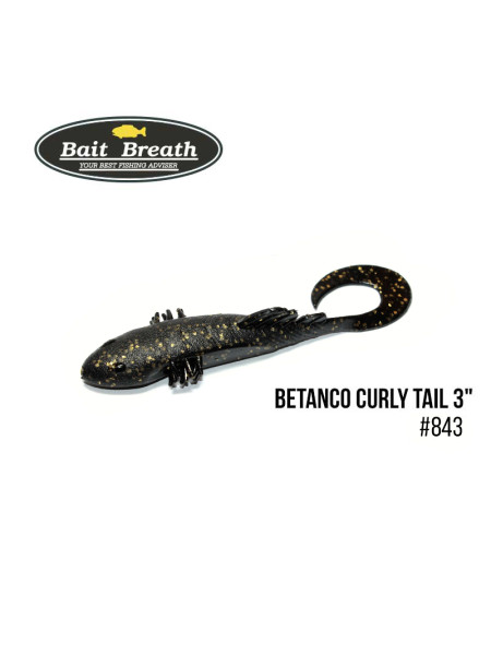 Приманка Bait Breath BeTanCo Curly Tail 3" (6 шт.) (S843 Black／Gold)
