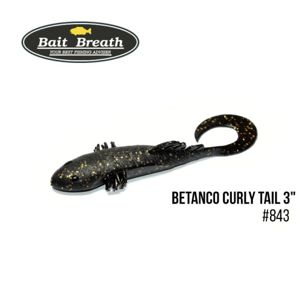 Приманка Bait Breath BeTanCo Curly Tail 3" (6 шт.) (S843 Black／Gold)