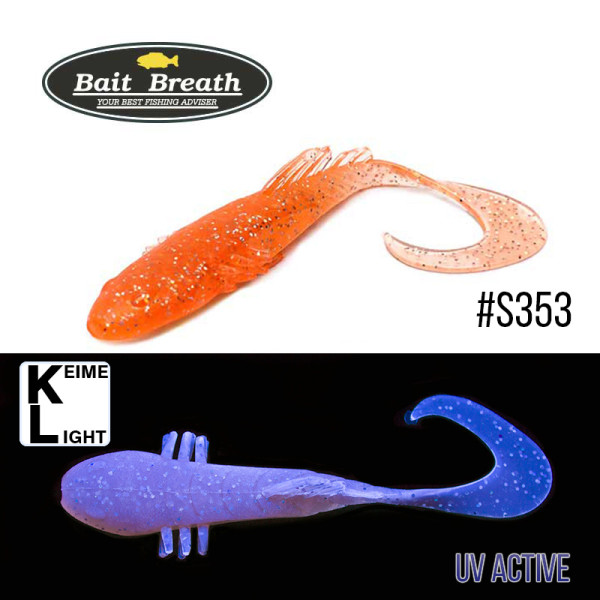 Приманка Bait Breath BeTanCo Curly Tail 3" (6 шт.) (S353 UV Ｈologram Smoke／Blue)