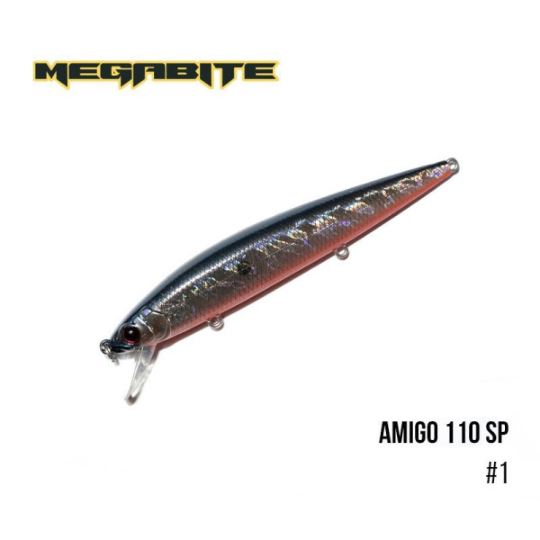 ".Воблер Megabite Amigo 110 SP (110 мм, 14,3 гр, 1,0 m) (1)