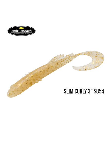 Приманка Bait Breath BeTanCo Slim Curly 3" (8шт) (S854 Parl glow / Gold)
