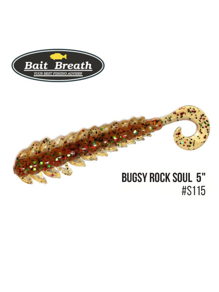 Приманка Bait Breath BUGSY 5" Rock Soul (8 шт.) (S115 Pumpkin／green・red・seed)