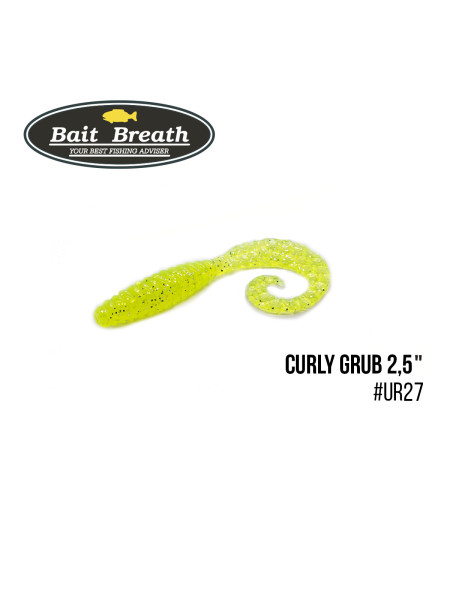 Приманка Bait Breath Curly Grub 2,5" (12шт) (Ur27 Ｃhartreuse/silver)