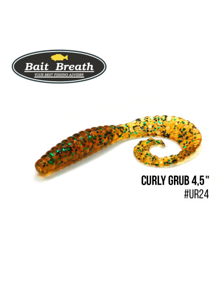 Приманка Bait Breath Curly Grub 4,5" (8шт) (Ur24 Pumpkin/green*seed)