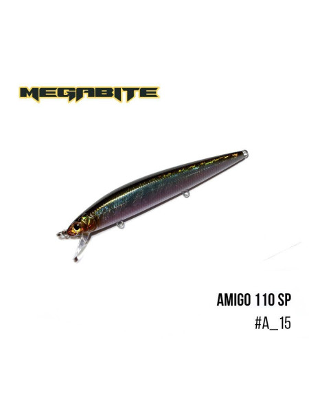 ".Воблер Megabite Amigo 110 SP (110 мм, 14,3 гр, 1,0 m) (A_15)