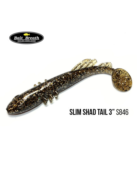 Приманка Bait Breath BeTanCo Shad Tail Slim 3" (8 шт.) (S846 Greenpumpkin／Silver)
