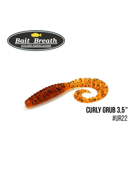 Приманка Bait Breath Curly Grub 3,5" (10шт) (Ur22 Orange/pumpkin/seed)