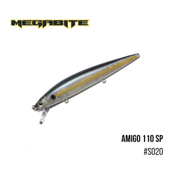 ".Воблер Megabite Amigo 110 SP (110 мм, 14,3 гр, 1,0 m) (S020)