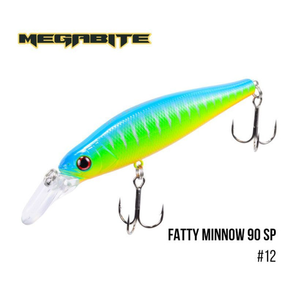 ".Воблер Megabite Fatty Minnow 90 SP (90 мм, 15,8 гр, 1,3 m) (12)