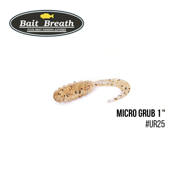 Приманка Bait Breath Micro Grub 1" (15шт.) (Ur25 Clear/gold*orange*seed)